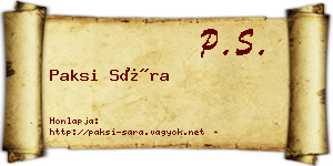 Paksi Sára névjegykártya