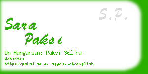 sara paksi business card